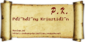 Páhány Krisztián névjegykártya